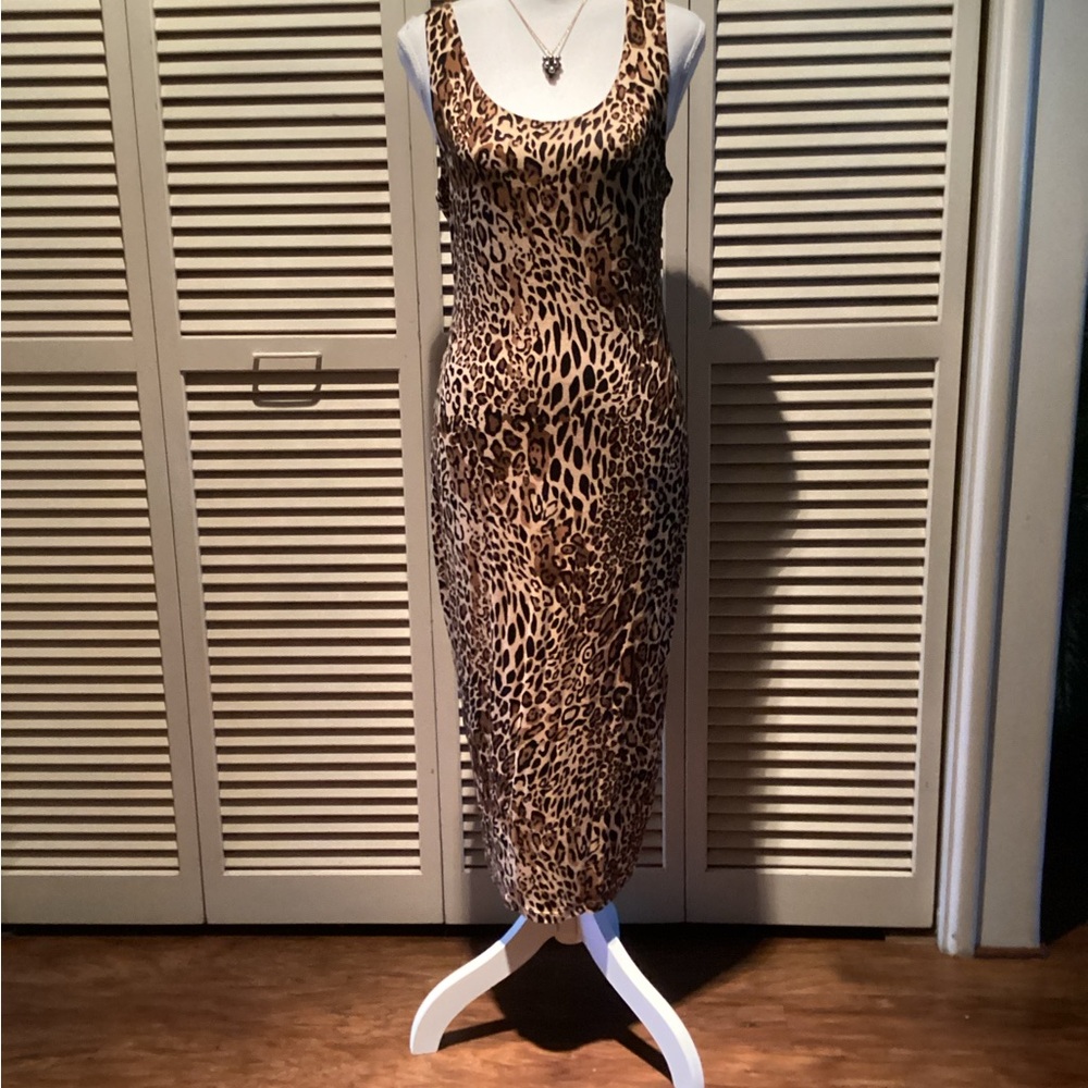 Bar III Animal Print Midi Dress in Brown and Tan